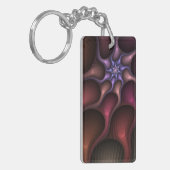 Magical Shiny Abstract Striped Colorful Fractal Schlüsselanhänger (Vorderseite links)