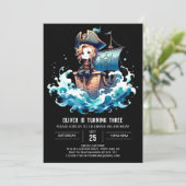 Magical Ship Pirate Birthday Einladung (Stehend Vorderseite)