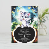 Magical Simple Wolf Baby Dusche Einladung (Stehend Vorderseite)