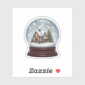 Magical Snow Globe Christmas House & Tree  Aufkleber (Blatt)