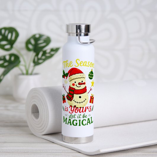 Magical Snowman Christmas Cozy Holiday Sports Gift Trinkflasche (Yoga (gedreht))