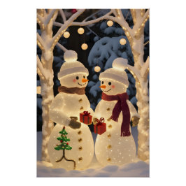 Magical Snowman Christmas Lights Poster