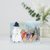 Magical Snowman Feiertagspostkarte (Stehend Vorderseite)