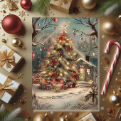 Magical Snowy Christmas Cottage Karte