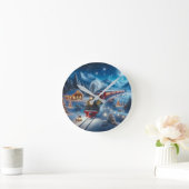 Magical Snowy Christmas Train Winter Scene Runde Wanduhr (Zuhause)