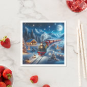 Magical Snowy Christmas Train Winter Scene Serviette (Beispiel)