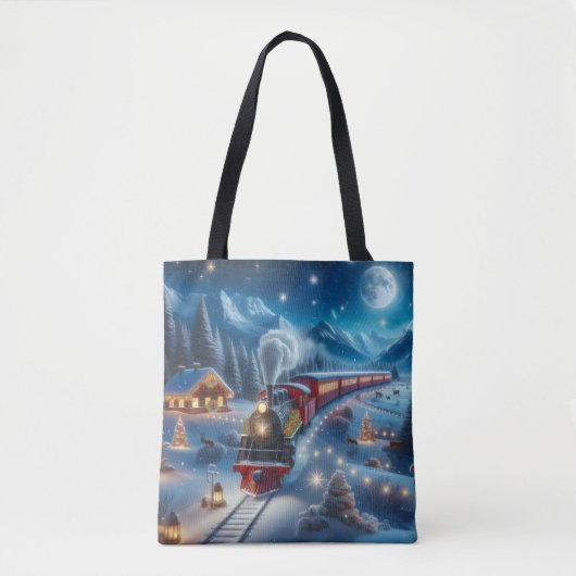 Magical Snowy Christmas Train Winter Scene Tasche (Vorderseite)