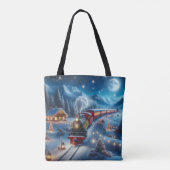 Magical Snowy Christmas Train Winter Scene Tasche (Rückseite)