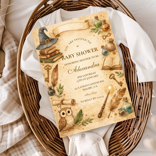 Magical Spellbook Wizard Baby Shower Einladung