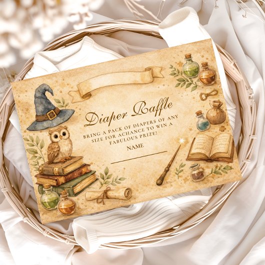 Magical Spellbook Wizard Diapper Raffle Begleitkarte