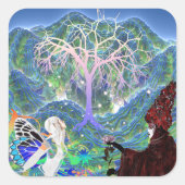 Magical Star Tree Quadratischer Aufkleber (Vorderseite)