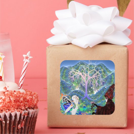 Magical Star Tree Quadratischer Aufkleber (Party)