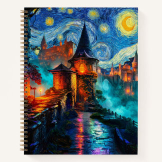 Magical Starry Night Castle Fantasy Writer Notizblock