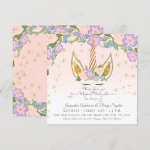 Magical Stars Baby Girl Dusche Unicorn Horn Flora Einladung