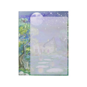 Magical Stars Moon Hütte Night Sky Schreiben Notizblock