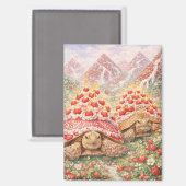 Magical Strawberry land with birthday cake turtles Magnet (Vorderseite/Rückseite)