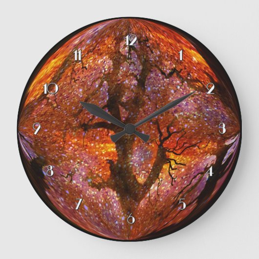Magical Sunset Orange Crystal Ball Wall Clock Große Wanduhr (Vorderseite)