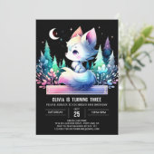 Magical Sweet Wolf Birthday Einladung (Stehend Vorderseite)