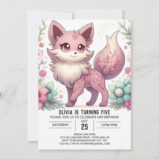 Magical Sweet Wolf Digital Geburtstag Einladung (Vorderseite)