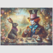 Magical Tea Time Hatter and Rabbit Decoupage Seidenpapier (Vorderseite)