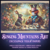 Magical Tea Time Hatter and Rabbit Decoupage Seidenpapier