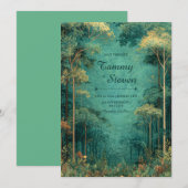 Magical Teal Forest Firefly Wedding Einladung (Vorne/Hinten)