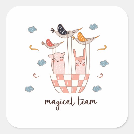 Magical Team Bunny Quadratischer Aufkleber (Vorderseite)