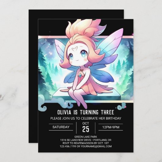 Magical Theme Fairy Birthday Einladung (Vorne/Hinten)