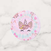 Magical Tie Dye Unicorn Coquette Bow Birthday  Konfetti (Klein Vorderseite)