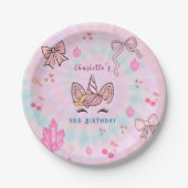 Magical Tie Dye Unicorn Coquette Bow Birthday  Pappteller (Vorderseite)