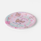 Magical Tie Dye Unicorn Coquette Bow Birthday  Pappteller (Schrägansicht)