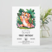 Magical Tiger 1. Geburtstag Digital Einladung (Stehend Vorderseite)