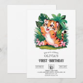 Magical Tiger 1. Geburtstag Digital Einladung (Vorne/Hinten)