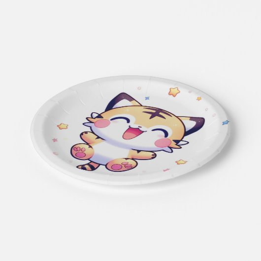 Magical Tiger Baby Dusche Pappteller (Schrägansicht)