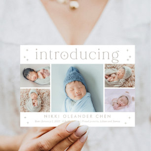 Magical Time Editable Color Birth Announcement Feiertagskarte