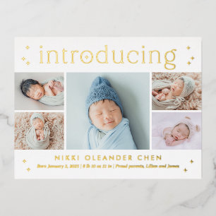 Magical Time Foil Baby Birth Ankündigung Postkarte