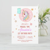 Magical Time Rainbow Baby Unicorn Einladung (Stehend Vorderseite)