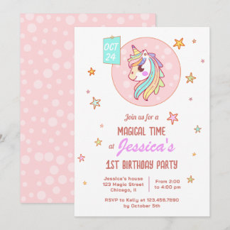 Magical Time Rainbow Baby Unicorn Einladung