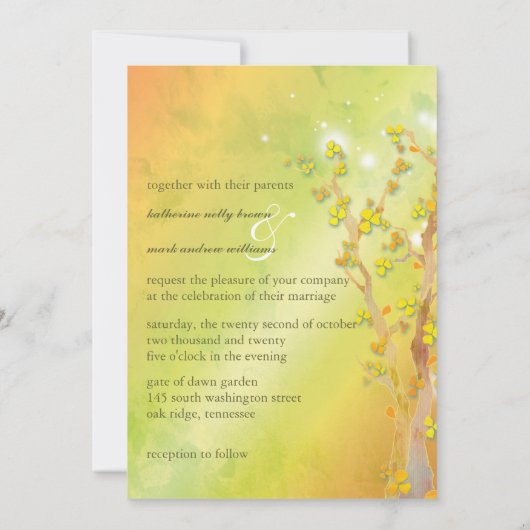 Magical Tree Gate Indie Outdoor Wedding Einladung (Rückseite)