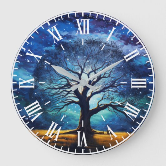 Magical Tree of Life Starry Night Unique Wall Cloc Große Wanduhr (Vorderseite)