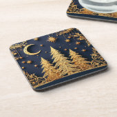 Magical Tree Scene – Yuletide Glimmers Getränkeuntersetzer (Linke Seite)