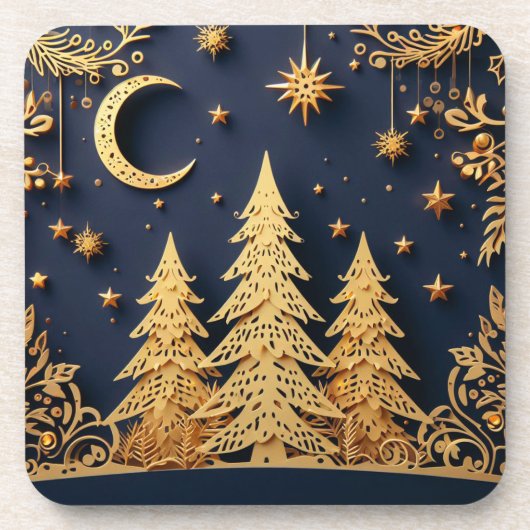 Magical Tree Scene – Yuletide Glimmers Getränkeuntersetzer (Vorderseite)