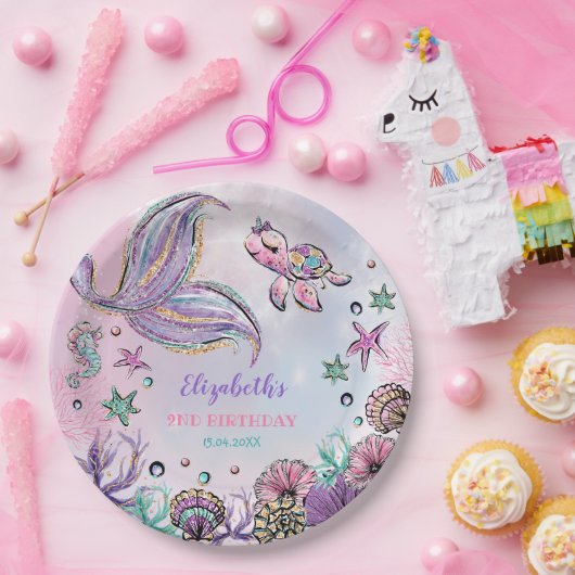 Magical Under Sea Mermaid Schwanz Birthday Party Pappteller (Party)