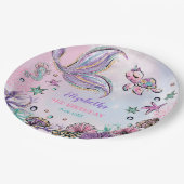 Magical Under Sea Mermaid Schwanz Birthday Party Pappteller (Schrägansicht)