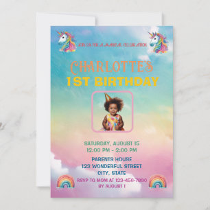 Magical Unicorn 1. Geburtstag Einladung