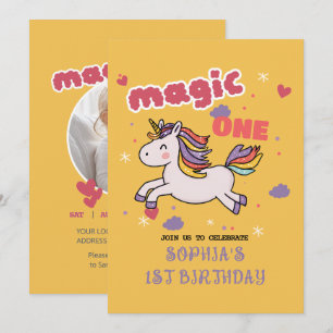 Magical Unicorn 1. Geburtstag Einladung