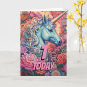Magical Unicorn 1. Geburtstag Karte (Gelbe Blume)
