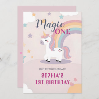 Magical Unicorn 1st Birthday Einladung
