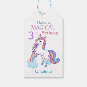 Magical Unicorn 3. Geburtstagsgeschenk-Tags Geschenkanhänger