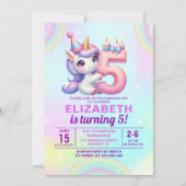 Magical Unicorn 5th Birthday – Rainbow theme Einladung (Vorderseite)